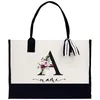 Aangepaste naam Totes Bag Fi Canvas Tote Letter Fr Draagbare strandschouder Winkel Casual strandtas Handtas met grote capaciteit e7cO #