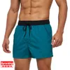 Mens Beach Pants Snabbtorkning av badstammar Solid Color Pocket Pocket Mesh Fodrade Shorts