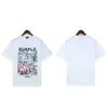 Meichao 퍼플 브랜드 화려한 패턴 인쇄 하이 스트리트 느슨한 남성과 여성 캐주얼 짧은 슬리브 티셔츠