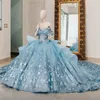 Небо синий от плеча платье quinceanera 2024 vestidos de 15 Anos Ball Plate Sweet 16 Платье по случаю дня рождения Мисс Мисс.