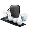 Teaware Sets Outdoors Portable Travel Teapot Set With 3 Mini Cups 1 Gaiwan Porcelana Japanese Tea Ceremony Friend Gift