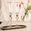Wijnglazen 1 stuks goudomrande elegante champagne luxe fluit met lange steel voor huwelijkscadeau