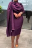 فساتين غير رسمية الربيع أنيقة فستان ميدي نساء طويل الأكمام جولة طوق الصلبة لون أزياء أفريقية القلم الرصاص مع الرأس 2024