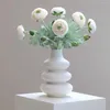 Vaser nordisk stil matbord blommor prydnad ins cirkulerad vit keramisk vas