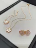 Designer High Version V Golden Van Four Leaf Grass Single Diamond Necklace Womens Red Agate White Fritillaria Classic Pendant 18 Rose K Gold Lock Bone Chain