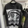 Maglietta Hellstar Rappe Rappe Mens Tshirt Rapper lavata Grey Heavy Craft Unisex Short Short Top Top Street Fashi