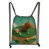 djur capybara skriva ut kosmetiskt fodral roligt ok l dra upp dragsko påse kvinnor förvaring väskor för resväska avslappnade ryggsäckar gåva b3ox#