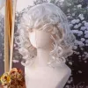 かつらHouyan Synthetic Short Wavy Curly Pure white Retro Curly Bangsカラーコスプレ勾配耐熱パーティーウィグ女性のためのかつら