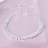 Antelss Luxury Silver Silver Rhinestone for Women Fashion Summer Beach Stain Chain Party Party Party Expensions