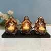 Portacandele "Tre cose da non fare" Portacandele decorativo per statua di Buddha Non vederlo Ascolta parlare di Zen Maitreya Artigianato Decorazioni per la casa