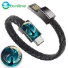 Eonline 3D 6A Bracelet en cuir micro USB Type C portable Câble de données USB Portable Câble chargeur de téléphone mobile à chargement rapide