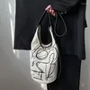 Sacs à bandoulière en toile Vintage Ins, sacs à main Graffiti de grande capacité pour pochette décontractée