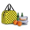 Luxe Polka Dots jaune déjeuner sac fourre-tout pour les femmes portable isolé thermique refroidisseur chaud Bento Box enfants école alimentaire pique-nique sacs s3rA #