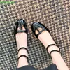 Dress Shoes Retro Round Toe Mary Janes Shallow One Word Belt Thick Heel Casual Sandals 2024 Summer Buckle Strap Black/white Women Sandal
