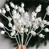 Dekorative Blumen 10 Stück künstliche Beerenzweige Schaumstiele weiße Pflanze für das Jahr Weihnachtsdekoration 2024