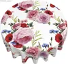 Bordduk Flower Multicolor Floral Roses Drabla Rund 60 tum Bord Täck Polyester Wrinkle-resistent vattentät utomhusbordsduk Y240401