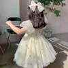 Girl Dresses 2024 Summer Baby Dress Cute Puff Sleeve Little Princess For Girls Flower Birthday Party Kids Clothes 2-8 Year