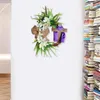 Decorative Flowers Easter Wreath With Bowknot Wooden Artificial White Flower Ribbon Indoor Outdoor Holiday For Window