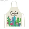 Tabliers dessin animé plante cactus motif lin lin essuyage sans manches tabliers tabliers à la maison
