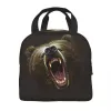 feroz Grizzly Bear Isolado Lancheira para Mulheres Homens À Prova D 'Água Térmica Cooler Lunch Box Office Picnic Travel Food Tote Bags S60k #