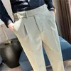 Męskie garnitury Neapol Wysokie stanowe projekt Slim Men Business Social Formal Suit Pants High Drop Party Dress Casual
