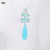 Kolczyki Dangle G-G Blue Turquoise Green Amazonite Crystal Teardrop Stud ręcznie wykonany dla pani