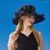 Chapeaux à large bord élégant chapeau d'arc crème solaire été pliable maille fleur protection solaire casquette dame mariage plage mode