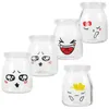 Storage Bottles 5pcs 150ml Yogurt Glass Pudding Bottle Heat- Resistant Containers Cup Jelly Mousses Jar With Lids ( Random