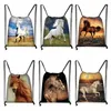 GALLO Animal Horse Print DrawString Bag Women Fi Storage Bags For Travel Backpack Girls Bookbag Shoes Holder Holsk V3LS#