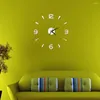 Horloges murales 3 D décor de miroir de bricolage 3D Horloge numérique tendance pour l'autocollant de bureau sans cadre