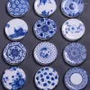 Tea Trays Chinese Style Round Flowers Blue And White Porcelain Teacup Pad Mat