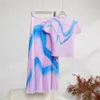 Two Piece Dress Print Corn Pleated Miyake Set Half High Collar Short Sleeve Tops High Waist Folds Skirt 2 Piece Sets for Women 2024 New