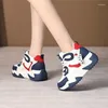 Casual Shoes Women Walking Sneakers Autumn Lace-up High Platform Chunky Breathable Leather 10.5CM Wedge Heels