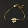 Bracelets Wholesale 10piece Dainty Retro Lotus Flower Bracelet Women Wedding Jewelry Gifts Chain Bijoux Pulseira Feminina