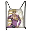 Anime Jojo Bizarre Adventure Mochila con cordón JoJo No Kimyou Na Bouken Patrón Mochila Bolsa de viaje Mochila pequeña Bolsa de playa h4oZ #