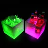 LED Ice Bucket 35L Colorful Cooler Double Layer Square Tray Bar Nightclub Light Up Champagne Whiskey Beer 240315