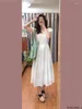 Partykleider Korea Chic Rüschen 2024 Sommer Frauen FLHJLWOC Design Flitterwochen Vintage Fliege Datum Mädchen Weißes Kleid