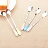 Spoons Cocktail Spoon Ceramic Handle Creative Idea Japanese Long Tool Stainless Steel Stirring Rod Appliance Mixing Ladle
