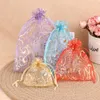 50pcs / lot 10x15cm 4x6inch Mesh Organza Sac à cordon pour le parfum Cosmetics Pouche 627G #