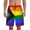 Men's Shorts Custom LGBT Progress Pride Flag Swim Trunks Men Quick Dry Board Gay Swimwear Suits Boardshorts