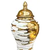Бутылки для хранения Фарфоровая банка для имбиря Керамическая ваза для цветов Настольный стол Центральная часть с крышкой