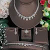 Collier boucles d'oreilles ensemble Nigeria bijoux de mariage de luxe Dubaï élégant mariée 4 pièces CZ pendentif bracelet bague pour les femmes bal dîner de fête