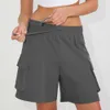 Style Lace Up Adjustable Loose Shorts for Womens Pocket Cotton Pants Casual