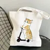 Kawaii Cats Fish Shop Bag Shopper Bag Tygväska Summer Axel Canvas stor kapacitet Wild Menger Söt rolig handväska 69UW#