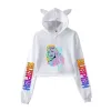 Bailey Sarian Suspish haut court à capuche pour filles Harajuku sweat court Streetwear Hip Hop Kawaii oreilles de chat hauts pullover