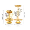 Candle Holders 2 Pcs Candlestick Lamp Socket Butter Holder Desktop Decor Ghee Lotus Alloy Tea Light Decorative Delicate