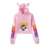 Bailey Sarian Suspish haut court à capuche pour filles Harajuku sweat court Streetwear Hip Hop Kawaii oreilles de chat hauts pullover