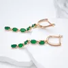 Dangle Oorbellen Kienl Trend Vintage Lange Kwast Oorbel 585 Rose Goud Met Groene Natuurlijke Zirkoon Vrouwen Drop Bruid Bruiloft Sieraden