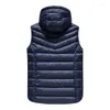 Gilets pour hommes hommes à capuche chauffé sans manches hiver chauffage intelligent chaud extérieur gilet décontracté fermeture éclair haute qualité hommes gilet