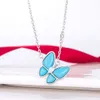 La déesse de la mode doit aimer le collier papillon bleu turquoise, plaqué or 18 carats, chaîne de collier papillon de haute apparence!